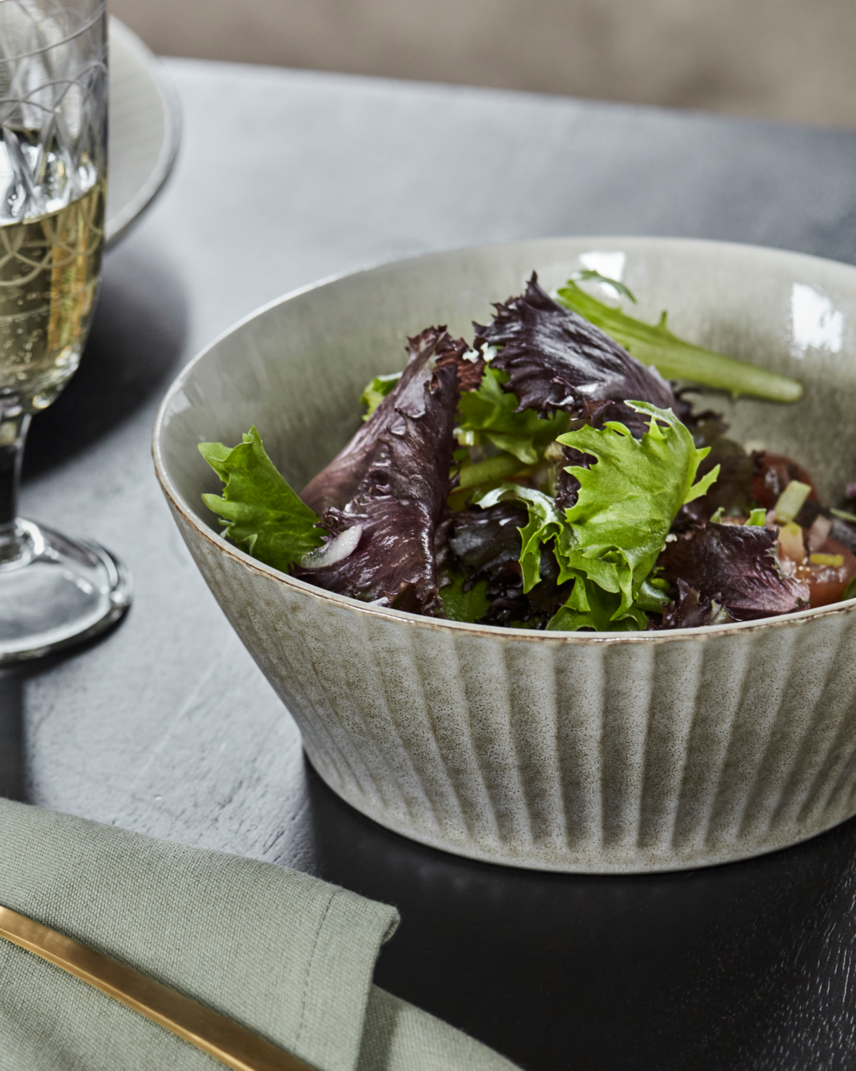 Grand Bol strié Gris / marron