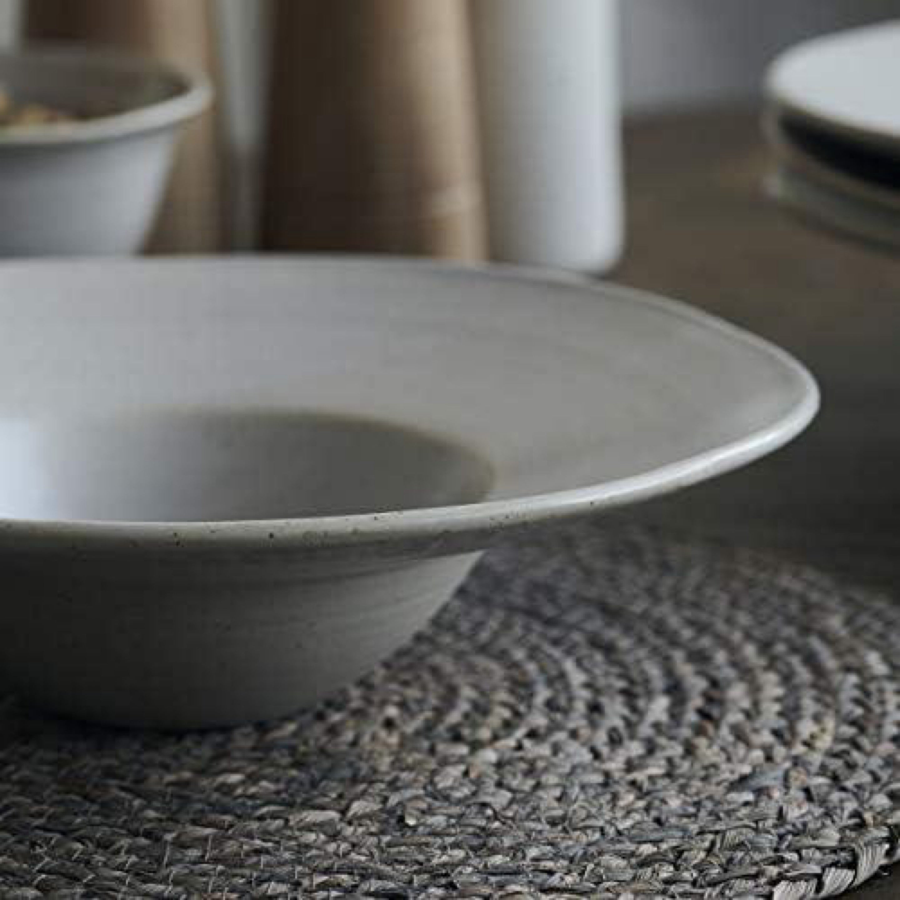 Pion Assiette à pâtes blanc crème-gris