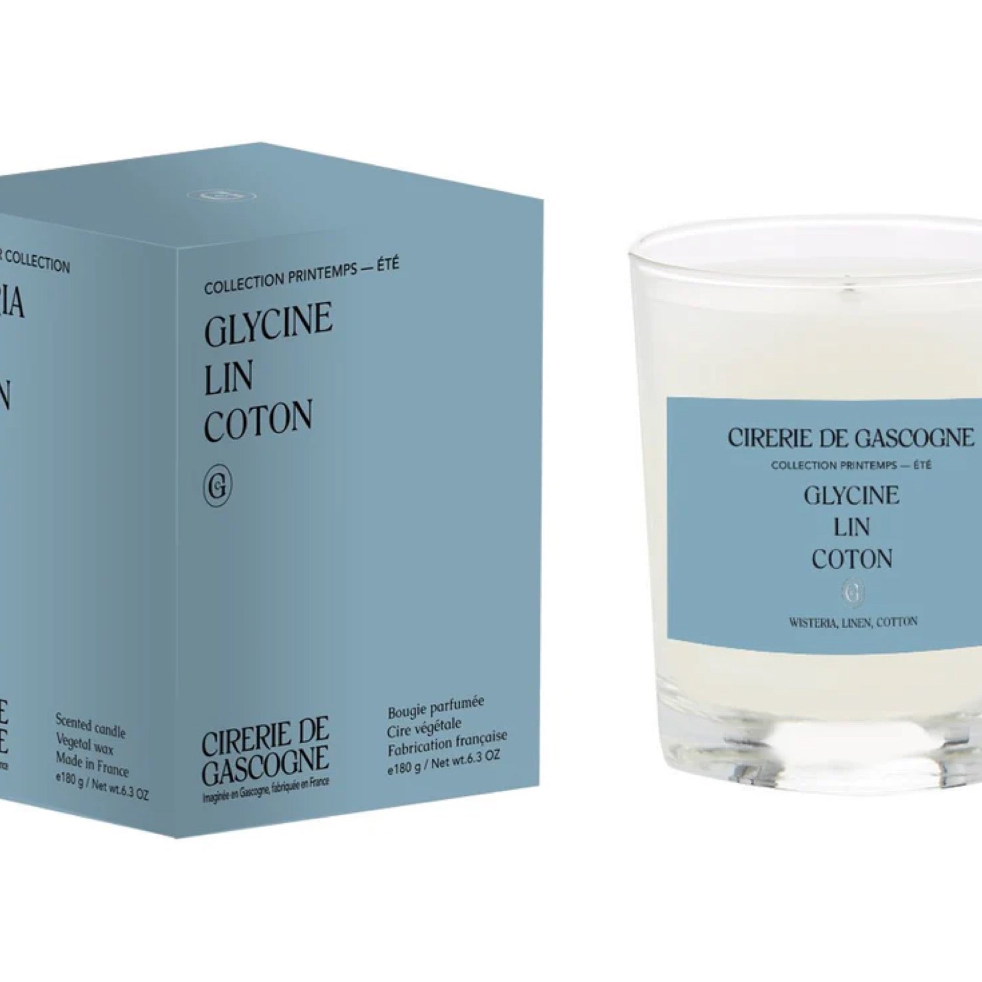Bougie glycine lin coton 180g