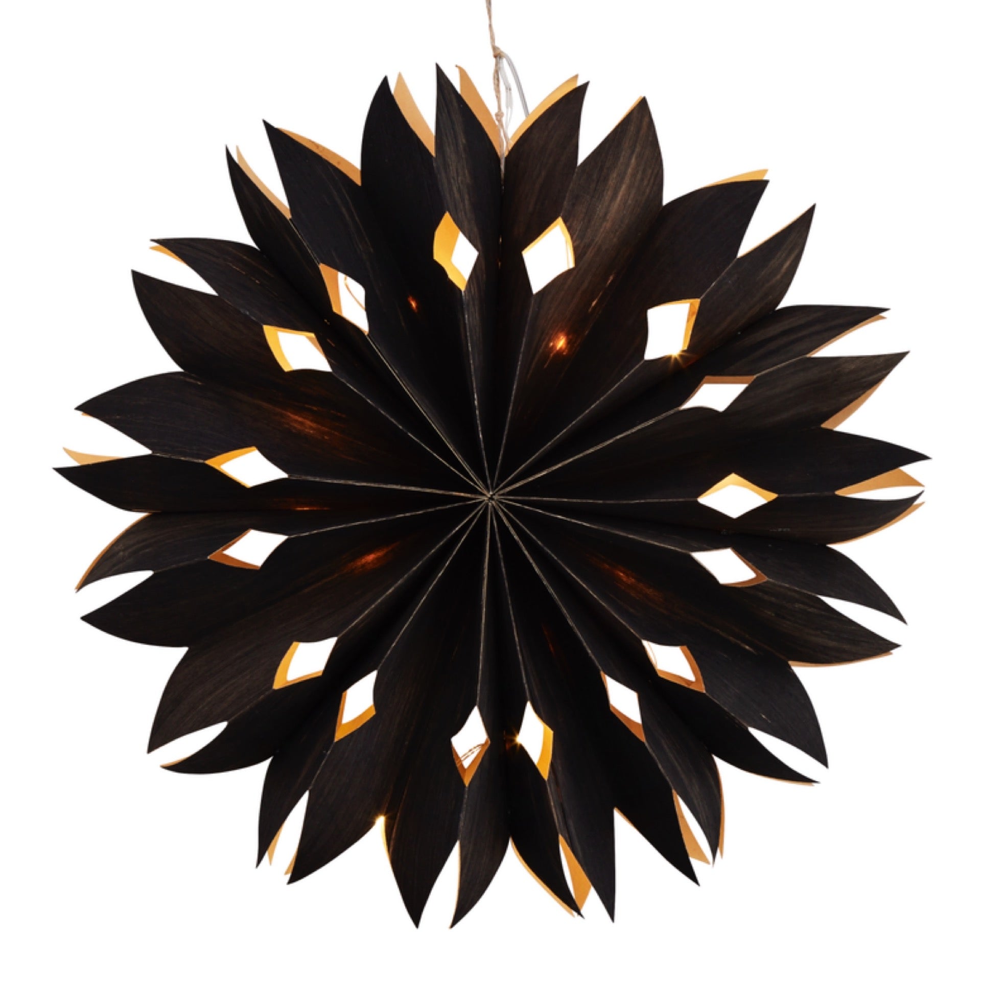 Étoile en papier lumineuse 30 cm 15 LEDS noire