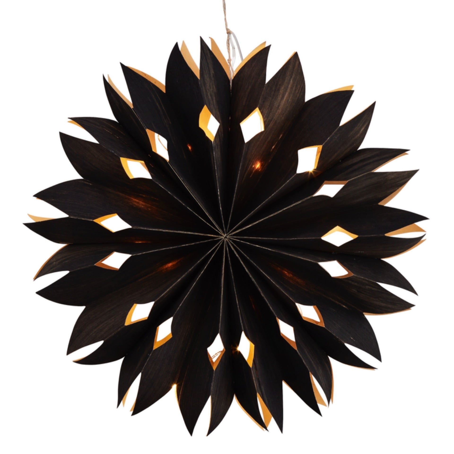 Étoile en papier lumineuse 40 cm 15 leds noire