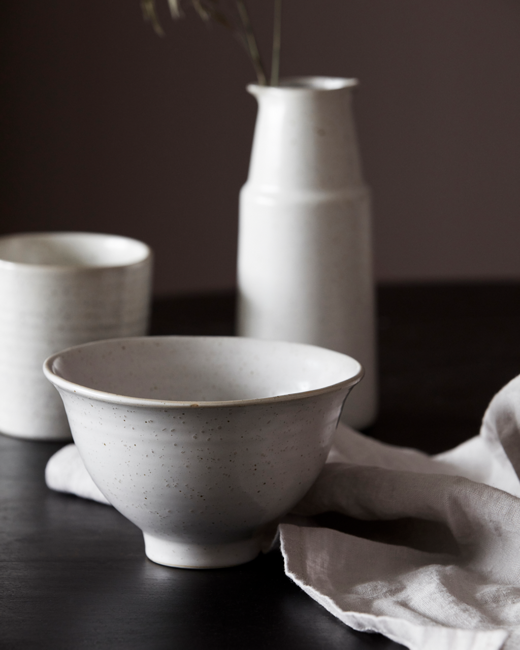 Pion Petit bol en grès, blanc crème-gris