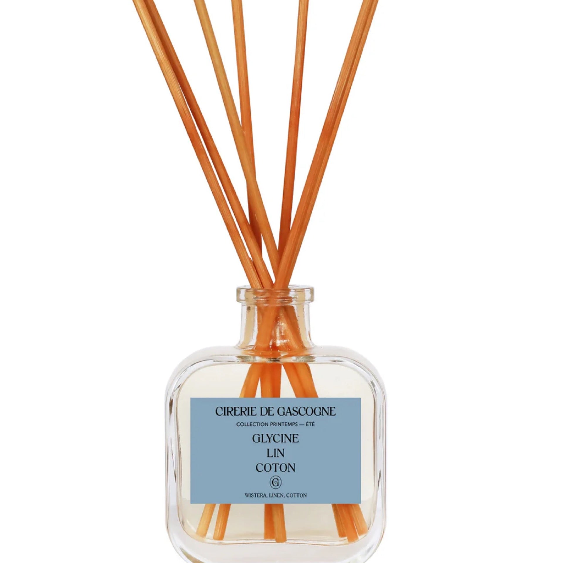 Diffuseur 200ml  glycine lin coton + 7 bâtons rotin naturel